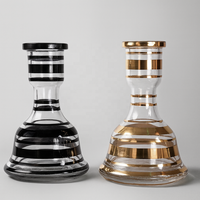 Alat Pengganti Alas Hookah Keramik, Vas Tebal untuk Shisha, Aksesoris Hookah, Desain Bergaris Transparan, Gaya Klasik Hitam
