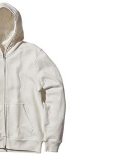 Sweat-shirt unisexe à capuche zippée en molleton de coton épais blanc uni avec poches kangourou et capuche à cordon de serrage, décontracté, OEM - Product Image 2