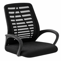 Chaise de bureau en maille noire avec option d'appuie-tête réglable, base chromée et accoudoirs en PP pour espaces de travail commerciaux