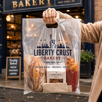 Sacs de boulangerie personnalisés AT PACK, sacs en plastique transparents à emporter avec logo pour le pain, les gâteaux, les pâtisseries, les cafés, l'emballage alimentaire