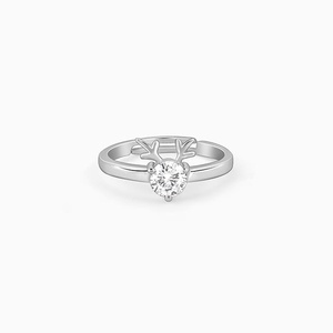 Anillo de corazón de Cervatillo de plata romántica, inserto de piedras preciosas de circón chapado en oro y rodio para boda o regalo - Product Image 4