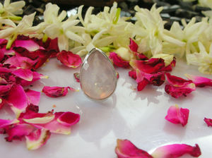 Collection en argent 925, style unique, anneaux géométriques en quartz rose, pierres précieuses naturelles, bijoux tendance et modernes pour enfants et femmes - Product Image 2