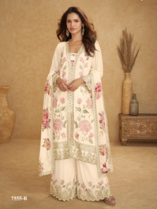 High on Demand Chinnon <b>Silk</b> Salwar Suit Real Chinon with Embroidery Sequence Work Salwar Suit for Worldwide Export - Product Image 3