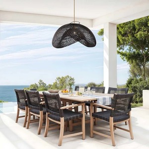 Outdoor Rattan Pendant <b>Light</b> Handwoven Rattan Lucian Hanging Wicker Ceiling Fixture <b>for</b> <b>Covered</b> Patios & Outdoor Spaces - Product Image 2