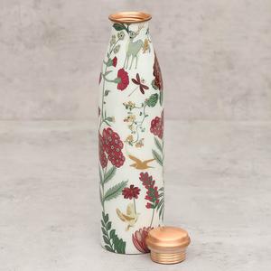 Amazing Blue Floral Design Printed Copper <b>Water</b> <b>Bottle</b> with Lid Ayurvedic Metal <b>Bottle</b> for Wellness <b>Bulk</b> Supply for Gifting - Product Image 5