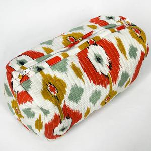 Pochette en coton matelassé vintage fait à la main fermeture à glissière Durable résistant à l'eau organisateur de maquillage de voyage écologique grand étui - Product Image 5