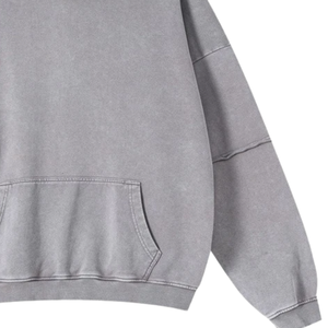 เสื้อฮู้ดผู้ชายโอเวอร์ไซส์โอเวอร์ไซส์ผ้าคอตตอนผ้าฟลีซเปิดไหล่เสื้อสเวตเชิ้ตลำลองทรงหลวม - Product Image 4