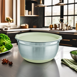 ชามข้าวโลหะสองชั้นพร้อมฐานยางและฝาปิดสแตนเลสสไตล์เยอรมัน - Product Image 6