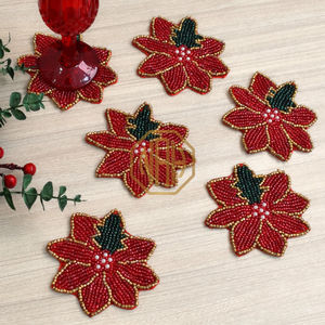 Dessous de verre perlé Design floral Tapis de boisson décoratifs faits à la main Cuisine Table à manger Thé Café Porte-gobelet Fournisseur en gros en vrac - Product Image 3