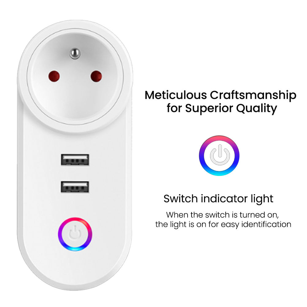 HONPNK Factory Direct Smartlife App WiFi Smart Socket USB-C Charging 16A Full Specifications for Google Home/Alexa Power Monitor