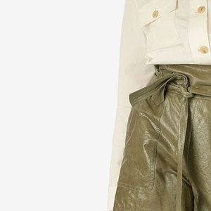 Shorts en cuir pour femmes à la mode avec ceinture élastique Shorts en cuir PU pour les tenues d'été et d'automne - Product Image 5