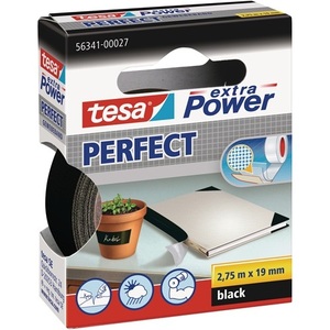 Extra Power 56341 <b>Black</b> <b>Fabric</b> Tape 2.75 m Length 19 mm Width 1 <b>Roll</b> for TESA Office Adhesive Tape - Product Image 1