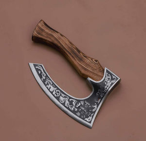 Vente en gros OEM Nouvelle hache à pizza Viking faite à la main sur mesure avec gaine en cuir Hache à pizza avec gaine Haches à manche en bois - Product Image 5