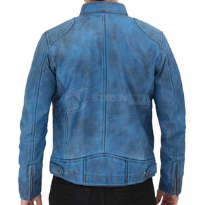 Veste en cuir de vachette de haute qualité pour homme, couleurs personnalisées, col montant, coupe-vent et respirante, disponible en gros - Product Image 3