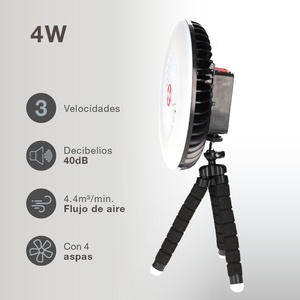 Mini ventilatore solare con luce e treppiede 4W 250Lm (Niaros 300040005) - Product Image 3