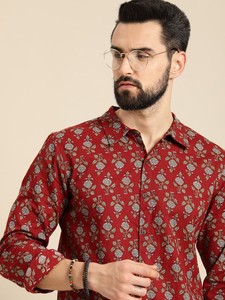 Camisa informal de manga corta con cuello extendido y estampado floral para hombre, Camisa de algodón de color claro para hombre, ropa de verano, camisa transpirable para hombre - Product Image 2
