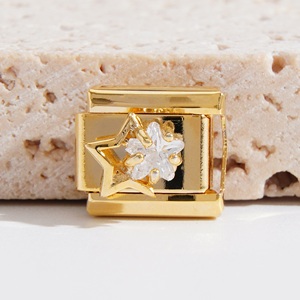Di alta qualità italiano Charms Link in acciaio inox 18k <span class=keywords><strong>oro</strong></span> puro placcatura sottovuoto con diamante italiano <span class=keywords><strong>Charm</strong></span> bracciale - Product Image 4