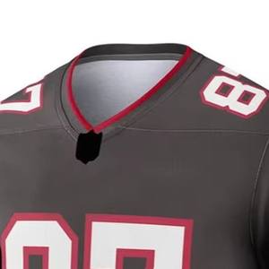 Jersey Personalizado Gris Oscuro con Cuello en V y Manga Corta con Ribete Rojo, Ropa Deportiva Transpirable de Fútbol Americano, Número 87 - Product Image 5