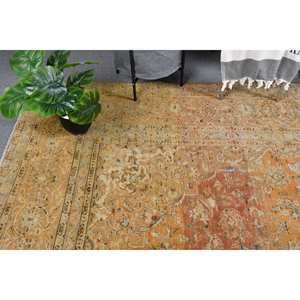 พรมปะต่อสีส้มและสีฟ้าคลาสสิก9x13ft ขนสัตว์ตุรกีและน้ำยางเหนียวด้านหลังสำหรับห้องนั่งเล่นสไตล์ Tabriz สำหรับวัยรุ่น - Product Image 3