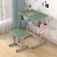 Ensemble de bureau et chaise d'école réglables avec étagère à livres et structure métallique pour l'étude à domicile et l'utilisation en classe au quotidien