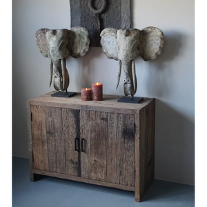 Newly Made Traditional Indian Style Rustic TV <b>Cabinet</b> <b>with</b> 2 Double <b>Doors</b> Reclaimed Wood for Living Room Home Bar & Farmhouse - Product Image 1