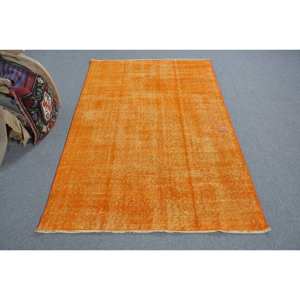 Alfombra turca naranja vintage contemporánea de 37x65 pies, gran área de retazos, respaldo de látex de algas marinas para dormitorio, modelo de pasillo, alfombra - Product Image 1