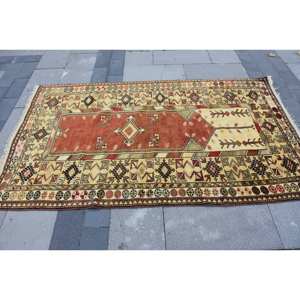 Hecho a mano clásico marrón Beige 4,2x6,9 pies alfombra turca patrón de pasillo Rectangular para sala de estar dormitorio cabecera para adolescentes hecho de piel - Product Image 4