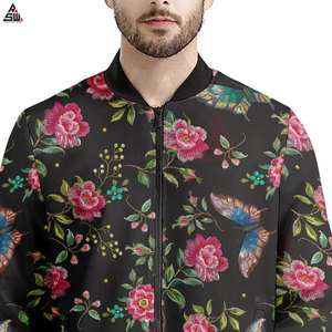 Chaqueta Bomber de Lona Sublimada de Alta Calidad con Estampado Frontal Personalizado al por Mayor, Chaqueta Casual de Invierno para Hombre, Resistente al Viento, con Bolsillos, 300g - Product Image 2