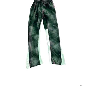 100% algodón Flare Jogger pantalones para hombres ácido lavado Streetwear Rhinestone Bling Baggy Fit personalizado OEM pantalones de chándal al por mayor - Product Image 2