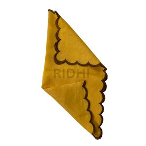 Servilletas de Lino Amarillo Bordadas al por Mayor con Borde Festoneado, 100% Lino Puro, para Bodas, Decoración del Hogar y Regalos para Damas de Honor - Product Image 5