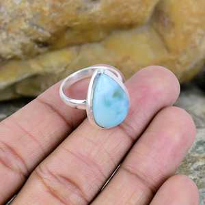 แหวนเวอร์เมิลเงินสเตอร์ลิง925ทำด้วยมือดีไซน์คลาสสิกที่ไม่เหมือนใครพร้อมตัวเรือนอัญมณีลาริมาร์ธรรมชาติ - Product Image 5