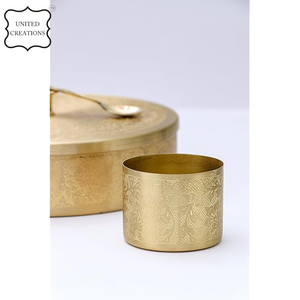 Boîte à épices en cuivre de bonne qualité, design martelé, ensemble pour la cuisine avec cuillère, 7 contenants, 40 ml, boîte à masala pour la cuisine - Product Image 3