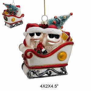 Glass <b>Christmas</b> Figurine Ornaments Classic Handcrafted Full Color Holiday Decorations - Product Image 5