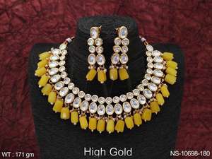 Party Wear High Gold Plated Designer <b>Kundan</b> Jewellery Beautiful <b>Kundan</b> Choker Necklace Set - Product Image 5