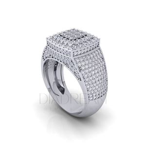 Anillo de Diamantes de Lujo para Hombre en Plata de Ley 925, Diseño Único, Totalmente Cubierto de Diamantes con Claridad VVS, Engaste Pavé Dorado, Estilo Hip-Hop, para Fiestas y Bodas - Product Image 2