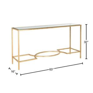 Table console rectangulaire au design moderne, armoire en fer et verre pour papeterie et livres, table d'appoint console plaquée or de taille idéale - Product Image 5