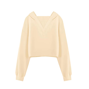 Sudadera Corta de Invierno con Capucha para Mujer, Color Personalizado, Logotipo Frontal, Ecológica, de Secado Rápido, Poliéster/Algodón, Ropa Urbana, Servicio OEM, Pakistán - Product Image 3