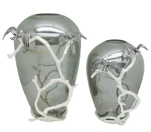 Ensemble Premium de 2 Vases Simples en Forme de Pot en Finition Or et Argent Idéal pour la Réception du Hall d'Hôtel et l'Affichage Commercial - Product Image 2