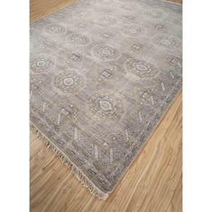 Alfombra de Lana Anudada a Mano Savana Gris y Negra AKWL-1281 con Patrón Geométrico y Abstracto para el Hogar, Pasillo y Sala de Estar, Rectangular - Product Image 2