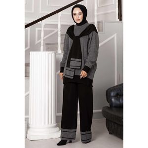 Scarfed Double Knitwear 2 Piece Set Anthracite - Product Image 3
