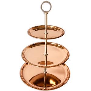 Venta al por mayor soporte de pastel de cobre de tres niveles para decoraciones de bodas fiestas y vajilla de Hotel herramientas de pastel - Product Image 1