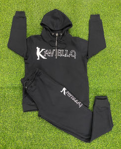 2026 survêtement en polaire avec logo personnalisé pour hommes respirant de haute qualité 100% coton costumes couleur noire avec broderie écologique - Product Image 1