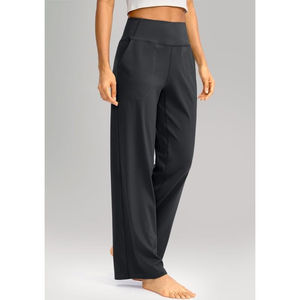 2025 pantalones de trabajo de Yoga de pierna ancha para mujer, bolsillos de cintura alta, pantalones de chándal transpirables para salón, pantalones de vestir oscuros para Petite/Tall 30 - Product Image 2