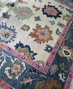 Tuscan White Pink Teal Turkish Oushak realizzato in lana 100% tappeto naturale morente soggiorno qualsiasi stanza nave rapida 9x12, 10x14 CRug