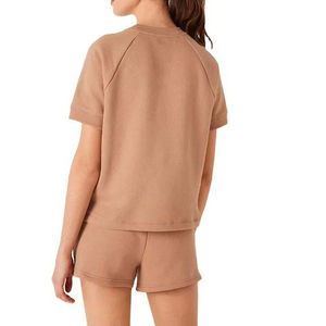 Conjunto de pantalones cortos y camiseta de verano para mujer, venta al por mayor, logotipo personalizado, estilo informal, para el hogar ropa vintage, conjunto de dos piezas, pantalones cortos para mujer - Product Image 2