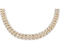 Chaîne cubaine en or jaune 10 carats et argent sterling 925, perles blanches rondes de qualité AAAA, style luxueux, testée et approuvée, fabrication indienne