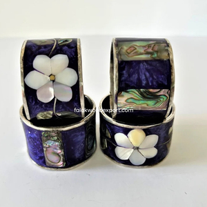 Servilleteros de Metal Hechos a Mano con Madreperla, Color Negro Pantone con Remolinos, Diseños de Lunares Brillantes, Ecológicos y Modernos para la Mesa - Product Image 6