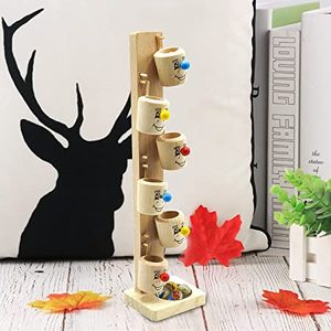 Jeu de piste de course de boule d'arbre de marbre de curseur en bois pour enfants Smiley Face Tree Ball Slider avec seau d'apprentissage - Product Image 2