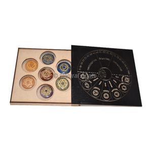 Meilleur fournisseur de pierres de chakra à symboles de géométrie divine avec boîte cadeau gravée - Product Image 2