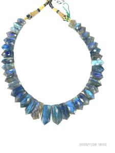 Collier ras de cou en quartz bleu feu naturel de qualité AAA, luxe, facetté, 18 pouces - Product Image 4